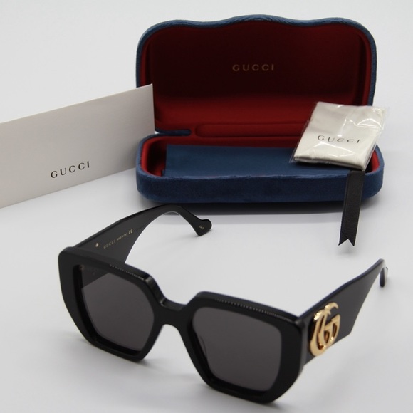 NEW GUCCI GG0956S 003 BLACK OVERSIZED WOMEN’S SUNGLASSES GUCCI - Picture 10 of 12